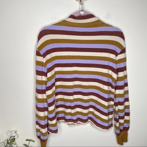 MADEWELL Mockneck Bubble-Sleeve Sweatshirt in Stripe {Z53} - Picture 4 of 7
